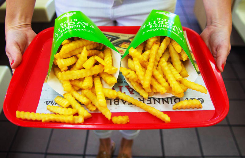 36. Curly fries, Burger King, various locations, 35. Soul Fries, Chicken Licken, various locations, South Africa, 34. Famous Grill’d Chips, Grill’d, various locations, Australia, 33. Potato Sticks, Bob’s, various locations, Brazil, 32. French fries, Quick, various locations, Belgium and France, 31. Cajun Style fries, Five Guys, various locations, 30. Fries, Supermac’s, various locations, Ireland, 29. Boardwalk fries, Thrasher's French Fries, various locations, USA, 28. French fries, Hesburger, various locations, 27. Bembos French fries, Bembos, various locations, Peru, 26. Waffle potato fries, Chick-fil-A, various locations, USA, 25. Fries, Frietboutique, various locations, Netherlands, 24. Crinkle-cut fries, Sibylla, various locations, Sweden and Finland, 23. Currywurst Special, Frittenwerk, various locations, Germany, 22. Groovy Fries, Sonic Drive-In, various locations, USA, 21. Fritz, Fritz European Fry House, Vancouver, Canada, 20. French fries, MOS Burger, various locations, 19. Rosemary Salted Chips, Honest Burger, various locations, UK, 18. Chips, Red Rooster, various locations, Australia, 17. Cheese fries, Shake Shack, various locations, 16. Smoked Meat Poutine, NomNomNom Poutine, Toronto, Canada, 15. French fries, Lotteria, various locations, 14. Classic fries, Lord of the Fries, various locations, Australia and New Zealand, 13. Fresh cut fries, Willy’s, Halifax, Canada, 12. Fries, Wendy’s, various locations, 11. French fries, 100 Montaditos, various locations, Spain, Italy and Portugal, 10. Trüffelfritten, Peter Pane Burgergrill &amp; Bar, various locations, Germany, 9. Nacho Fries, Taco Bell, various locations, 8. Waffle fries, Leon, various locations, UK, 7. Animal Style fries, In-N-Out, various locations, USA, 6. Yiayia’s Chips, Zeus Street Greek, various locations, Australia, 5. Frites, Friterie chez Bryan Aubange, Aubange, Belgium, 4. Crinkle-cut fries, Del Taco, various locations, USA, 3. Flamish Fries, Manneken Pis, various locations, Netherlands, 2. Frites, Chic Frite, Dunkirk, France
