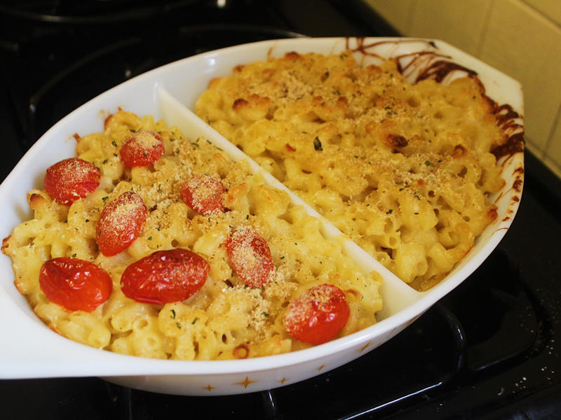 Next, I cooked the macaroni noodles., The recipe calls for a whopping 8 tablespoons of unsalted butter., I then added the hot milk into the flour-and-butter mixture., While the squash was roasting, I started cooking the onions.