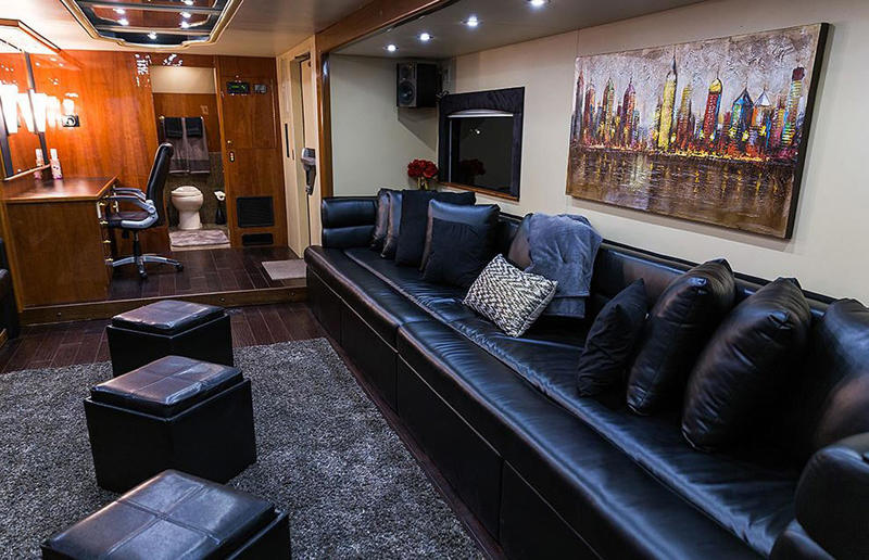 Mariah Carey's mobile party pad The most amazing celebrity homes on wheels, Tom Hanks' bespoke Airstream, Jason Momoa’s EarthRoamer home, John Mayer's luxury expedition truck, Jamie Foxx's studio on wheels, Leonardo DiCaprio's motorhome mansion, Mariah Carey's mobile party pad, Simon Cowell's high-tech trailer, Timbaland's mobile music studio, Vin Diesel's opulent custom motorhome, Will Smith's 'The Heat', Jennifer Lopez's 'Lux Lounge', Matthew McConaughey’s vintage Airstream