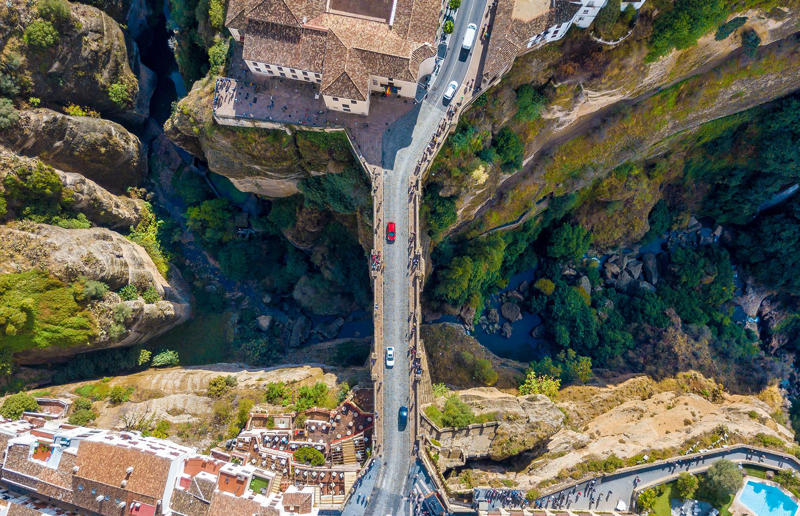 Bird's-eye views you won't believe are real, Konditaget Luders, Copenhagen, Denmark, Ajuda Botanical Garden, Lisbon, Portugal, Henningsvaer football pitch, Lofoten Islands, Norway, Guanajuato, Mexico, Innis Chonnel Castle, Loch Awe, Scotland, Tegallalang rice terraces, Indonesia, Hong Kong, Salt Pans, Gozo, Malta, Shark Fin Cove, Davenport, California, USA, Koh Lipe, Thailand, Golden Gate Bridge, San Francisco, California, USA, Grace Bay, Turks and Caicos Islands, Namib Desert, Namibia, Transfagarasan, Romania, Niagara Falls, Canada/USA, New York City, New York, USA, Road near Laki Volcano, Iceland, Atacama Desert, Chile, San Francisco, California, USA, Na Pali Coast State Wilderness Park, Kauai Island, Hawaii, USA, Yan'an Elevated Road Interchange, Shanghai, China, Navagio Beach, Zakynthos, Greece, Forests around Berthoud Pass, Colorado, USA, Maasai Mara National Reserve, Kenya, Estrada Marginal Norte, Peniche, Portugal, Twelve Apostles, Victoria, Australia, Wongwian Yai, Bangkok, Thailand, Choui Fong Tea Farm, Thailand, Rogers Centre, Toronto, Canada, Silhouette Island, Seychelles, Richfield County Park, Davison, Michigan, USA, Fez, Morocco, Cleopatra Beach, Turkey, Okavango Delta, Botswana, Ningaloo Marine Park, Exmouth, Australia, Mekong Delta, Vietnam, Copacabana Beach, Rio de Janeiro, Brazil, Rheinschlucht, Versam, Switzerland, Colonia de Sant Jordi, Ses Salines, Mallorca, Spain, Sheikh Zayed Road Interchange 1, Dubai, UAE, Zhangye National Geopark, China, Lavender fields in Provence, France, Shifen Waterfall, Taiwan, Misfat Al Abriyeen, Oman, Dubrovnik, Croatia, Clarence Battery, Guernsey, UK, Hverir Geothermal Area, Iceland, Chapman Peak Drive, Cape Town, South Africa, Ronda, Malaga, Spain, Jokulsarlon, Iceland, Rub' Al Khali, Arabian Desert, Vaavu Atoll, Maldives, Bled Island, Slovenia, Gorreana Tea Factory, the Azores, Portugal, Pyrgos Kallistis, Santorini, Greece, Croyde Bay, Devon, UK, Bay of Kotor, Montenegro, Joffre Lakes Provincial Park, Canada, Grand Prismatic Spring, Yellowstone National Park, Wyoming, USA