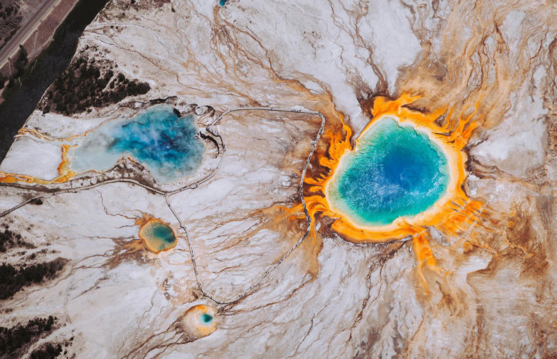 Bird's-eye views you won't believe are real, Konditaget Luders, Copenhagen, Denmark, Ajuda Botanical Garden, Lisbon, Portugal, Henningsvaer football pitch, Lofoten Islands, Norway, Guanajuato, Mexico, Innis Chonnel Castle, Loch Awe, Scotland, Tegallalang rice terraces, Indonesia, Hong Kong, Salt Pans, Gozo, Malta, Shark Fin Cove, Davenport, California, USA, Koh Lipe, Thailand, Golden Gate Bridge, San Francisco, California, USA, Grace Bay, Turks and Caicos Islands, Namib Desert, Namibia, Transfagarasan, Romania, Niagara Falls, Canada/USA, New York City, New York, USA, Road near Laki Volcano, Iceland, Atacama Desert, Chile, San Francisco, California, USA, Na Pali Coast State Wilderness Park, Kauai Island, Hawaii, USA, Yan'an Elevated Road Interchange, Shanghai, China, Navagio Beach, Zakynthos, Greece, Forests around Berthoud Pass, Colorado, USA, Maasai Mara National Reserve, Kenya, Estrada Marginal Norte, Peniche, Portugal, Twelve Apostles, Victoria, Australia, Wongwian Yai, Bangkok, Thailand, Choui Fong Tea Farm, Thailand, Rogers Centre, Toronto, Canada, Silhouette Island, Seychelles, Richfield County Park, Davison, Michigan, USA, Fez, Morocco, Cleopatra Beach, Turkey, Okavango Delta, Botswana, Ningaloo Marine Park, Exmouth, Australia, Mekong Delta, Vietnam, Copacabana Beach, Rio de Janeiro, Brazil, Rheinschlucht, Versam, Switzerland, Colonia de Sant Jordi, Ses Salines, Mallorca, Spain, Sheikh Zayed Road Interchange 1, Dubai, UAE, Zhangye National Geopark, China, Lavender fields in Provence, France, Shifen Waterfall, Taiwan, Misfat Al Abriyeen, Oman, Dubrovnik, Croatia, Clarence Battery, Guernsey, UK, Hverir Geothermal Area, Iceland, Chapman Peak Drive, Cape Town, South Africa, Ronda, Malaga, Spain, Jokulsarlon, Iceland, Rub' Al Khali, Arabian Desert, Vaavu Atoll, Maldives, Bled Island, Slovenia, Gorreana Tea Factory, the Azores, Portugal, Pyrgos Kallistis, Santorini, Greece, Croyde Bay, Devon, UK, Bay of Kotor, Montenegro, Joffre Lakes Provincial Park, Canada, Grand Prismatic Spring, Yellowstone National Park, Wyoming, USA