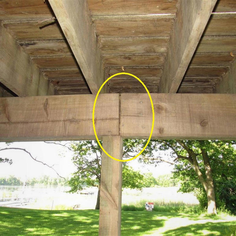 Beam Splice Not Over Post at Deck Bulge in Washing Machine Hose?, Water Meter Never Stops, Damaged Siding, Sagging Deck, Beam Splice Not Over Post at Deck