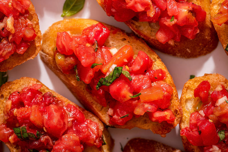 Bruschetta with Tomato and Basil Banana Bread, Easy Shepherd's Pie, The Best Homemade Lasagna, French Onion Soup, Prime Rib, Perfect Guacamole, The Best Nachos, Perfect Omelette, Cilantro Lime Rice, Pasta Carbonara, Homemade Pizza, Grilled Mexican Street Corn (Elotes), Perfect Mashed Potatoes, Perfect Popcorn, Perfect Lemonade, Oven Baked Sweet Potato Fries, Classic Roast Beef, Roasted Broccoli With Parmesan, Easy Sautéed Spinach, Pozole Rojo (Mexican Pork and Hominy Stew), The Best French Toast, The Ultimate Quesadilla, Perfect Cheesecake, Corned Beef Hash, Homemade Pumpkin Pie, Piña Colada, Crispy Hash Browns, Potato Leek Soup, Easy Zucchini Bread, Christmas Cracker Candy, Three Bean Salad, Baked Acorn Squash with Butter and Brown Sugar, Air Fryer Fried Chicken, Bruschetta with Tomato and Basil, Mango Lassi, Albondigas Soup (Mexican Meatball Soup), Old Fashioned Cocktail, Salmon Patties, Homemade Apple Pie, Waldorf Salad, Quick and Easy Asparagus, Deviled Eggs, Quick Easy Fish Stew, Turkey Noodle Soup, Brownie in a Mug, The Best Pecan Pie, The Best Osso Buco, Sweet and Sour German Red Cabbage, Creamy Rice Pudding, Easy Brazilian Cheese Bread (Pão de Queijo)