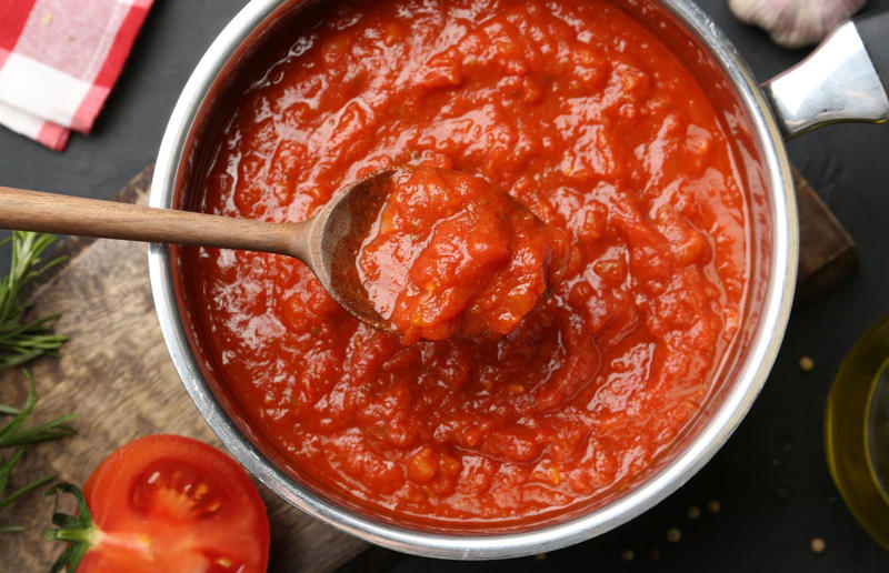 43. Sweeten tomato sauce with a carrot 67. Give breadcrumbs extra flavour, 66. Improve a boxed cake mix, 65. Warm a knife for neat slicing, 64. Make French toast in the slow cooker, 63. Ripen bananas slowly with a banana hanger, 62. Make dressing with almost-empty jars, 61. Use overripe bananas for the best banana bread, 60. Use vegetable water in gravy, 59. Add nutritional yeast for a cheesy flavour, 58. Combine miso and butter for a flavour hit, 57. Make frozen coffee cubes, 56. Pair your pasta and sauce correctly, 55. Keep baked goods soft with a slice of bread, 54. Use ice cube trays to freeze leftover sauce, 53. Use an ice cream scoop for meatballs, 52. Add sugar to savoury dishes and salt to sweet, 51. Peel tomatoes like a pro, 50. Prep ahead for smoothies, 49. Apply baking soda to stained food storage containers, 48. Try the hedgehog mango trick, 47. Stop syrup sticking to your spoons, 46. Use carbonated drinks for lighter batter, 45. Be creative with ketchup, 44. Buy ovenproof storage containers, 43. Sweeten tomato sauce with a carrot, 42. Make and freeze breakfast burritos, 41. Bulk out sauces with lentils, 40. Mix it up with a mug omelette, 39. Blanch your vegetables, 38. Use orange juice in marinades, 37. Put pasta water to good use, 36. Add beetroot to brownies, 35. Use a cupcake tin for egg muffins, 34. Roast potatoes in mayonnaise, 33. Raise your mac 'n' cheese game with mustard, 32. Score meat skin, 31. Ditch the oven for mug cakes, 30. Freeze fresh ginger, 29. Massage kale, 28. Use bread to stop your sugar clumping, 27. Froth milk the easy way, 26. Say yes to soy sauce on popcorn, 25. Use the microwave to peel garlic, 24. Cook bacon in the microwave, 23. Stop soggy sandwiches, 22. Separate onions and potatoes, 21. Use the float test for eggs, 20. Transform cake fails, 19. Use bicarbonate of soda to tenderise meat, 18. Store herby butter in the freezer, 17. Reuse sauce bottles for pancakes, 16. Turn your peanut butter jar upside down, 15. Stop using boiling water for coffee, 14. Use a hand mixer for mashed potatoes, 13. Microwave pizza with water, 12. Grate butter for easy spreading, 11. Microwave lemons to get more juice, 10. Make hash browns in your waffle iron, 9. Use a wine bottle as a rolling pin, 8. Use mayonnaise for perfect toasties, 7. Revive old bread with water, 6. Use your microwave for baked potatoes, 5. Rescue burnt biscuits with a grater, 4. Salvage split Hollandaise, 3. Poach eggs in cling film, 2. Store herbs like flowers