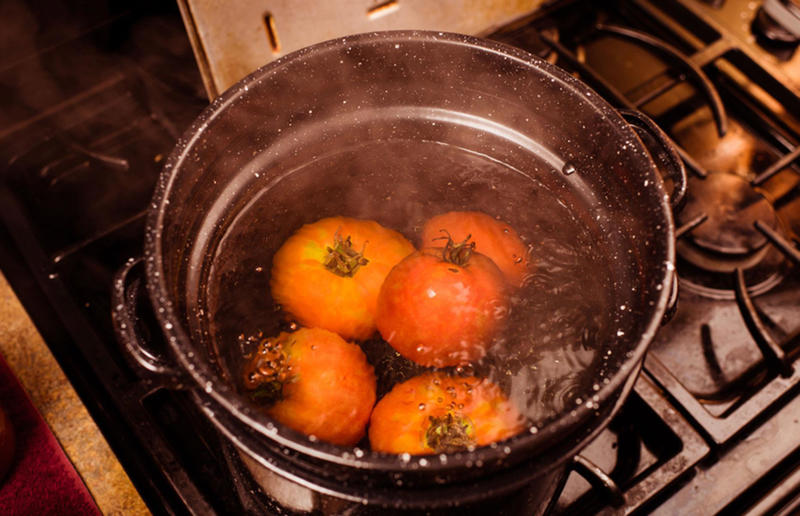 51. Peel tomatoes like a pro 67. Give breadcrumbs extra flavour, 66. Improve a boxed cake mix, 65. Warm a knife for neat slicing, 64. Make French toast in the slow cooker, 63. Ripen bananas slowly with a banana hanger, 62. Make dressing with almost-empty jars, 61. Use overripe bananas for the best banana bread, 60. Use vegetable water in gravy, 59. Add nutritional yeast for a cheesy flavour, 58. Combine miso and butter for a flavour hit, 57. Make frozen coffee cubes, 56. Pair your pasta and sauce correctly, 55. Keep baked goods soft with a slice of bread, 54. Use ice cube trays to freeze leftover sauce, 53. Use an ice cream scoop for meatballs, 52. Add sugar to savoury dishes and salt to sweet, 51. Peel tomatoes like a pro, 50. Prep ahead for smoothies, 49. Apply baking soda to stained food storage containers, 48. Try the hedgehog mango trick, 47. Stop syrup sticking to your spoons, 46. Use carbonated drinks for lighter batter, 45. Be creative with ketchup, 44. Buy ovenproof storage containers, 43. Sweeten tomato sauce with a carrot, 42. Make and freeze breakfast burritos, 41. Bulk out sauces with lentils, 40. Mix it up with a mug omelette, 39. Blanch your vegetables, 38. Use orange juice in marinades, 37. Put pasta water to good use, 36. Add beetroot to brownies, 35. Use a cupcake tin for egg muffins, 34. Roast potatoes in mayonnaise, 33. Raise your mac 'n' cheese game with mustard, 32. Score meat skin, 31. Ditch the oven for mug cakes, 30. Freeze fresh ginger, 29. Massage kale, 28. Use bread to stop your sugar clumping, 27. Froth milk the easy way, 26. Say yes to soy sauce on popcorn, 25. Use the microwave to peel garlic, 24. Cook bacon in the microwave, 23. Stop soggy sandwiches, 22. Separate onions and potatoes, 21. Use the float test for eggs, 20. Transform cake fails, 19. Use bicarbonate of soda to tenderise meat, 18. Store herby butter in the freezer, 17. Reuse sauce bottles for pancakes, 16. Turn your peanut butter jar upside down, 15. Stop using boiling water for coffee, 14. Use a hand mixer for mashed potatoes, 13. Microwave pizza with water, 12. Grate butter for easy spreading, 11. Microwave lemons to get more juice, 10. Make hash browns in your waffle iron, 9. Use a wine bottle as a rolling pin, 8. Use mayonnaise for perfect toasties, 7. Revive old bread with water, 6. Use your microwave for baked potatoes, 5. Rescue burnt biscuits with a grater, 4. Salvage split Hollandaise, 3. Poach eggs in cling film, 2. Store herbs like flowers