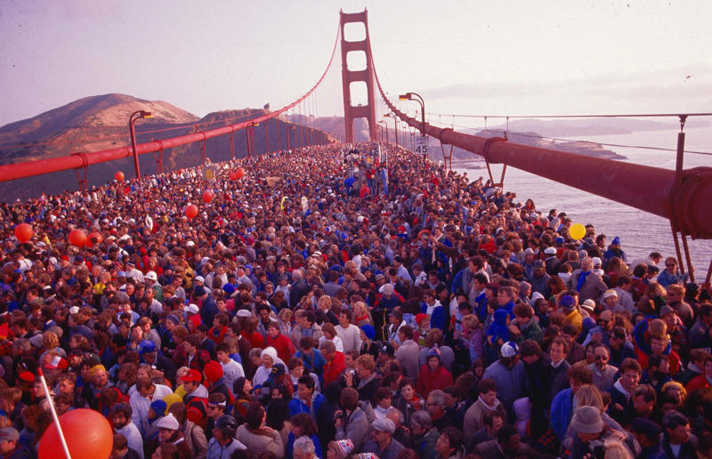 1987: Golden Gate Bridge celebrates its 50th anniversary The decade that made America great again, 1980: The miracle on ice, 1980: Reagan promises to make America great again, 1980: John Lennon murdered, 1981: President Reagan shot, 1981: First space shuttle launched, 1981: MTV launched, 1982: America mourns 'The man in the water', 1982: Jane Fonda single-handedly creates the fitness industry, 1982: Vietnam Veteran Memorial dedication, 1983: The CD revolution begins, 1983: The US invades Grenada, 1983: Thriller aired, 1984: LA Olympics, 1984: A stellar year for music, 1985: New Coke fails the taste test, 1985: Rock Hudson dies of AIDS, 1985: The first version of Windows released, 1986: Space Shuttle Challenger disaster, 1986: Hands Across America unites the nation, 1986: Mike Tyson becomes the youngest ever champ, 1987: Golden Gate Bridge celebrates its 50th anniversary, 1987: Reagan implores Gorbachev to “Tear down this wall”, 1987: Greed is Good, 1988: Tragedy on the ice for US skater, 1988: Gangsta rap goes mainstream, 1988: Stealth bomber unveiled, 1989: Exxon Valdez oil spill, 1989: George W Bush declares war on crack