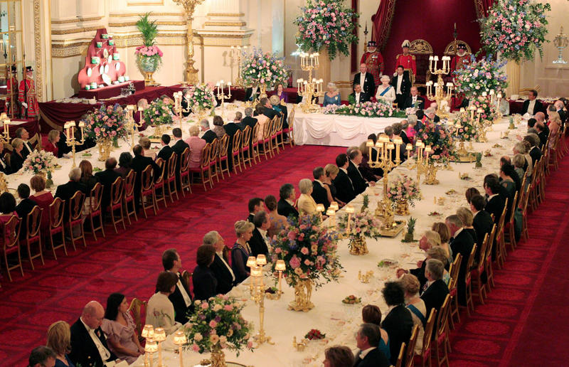 9. US state banquet at Buckingham Palace, 2011 18. China state banquet at Buckingham Palace, 2015, 17. US state banquet at Buckingham Palace, 2019, 16. Wedding of Queen Victoria and Prince Albert, 1840, 15. South Africa state banquet at Buckingham Palace, 2022, 15. South Africa state banquet at Buckingham Palace, 14. Richard III's coronation banquet, 1483, 13. Queen Elizabeth II’s coronation banquet, 1953, 12. French state banquet at Windsor Castle, 2008, 11. George IV's Brighton Pavilion banquet, 1817, 10. George IV's coronation banquet, 1821, 9. US state banquet at Buckingham Palace, 2011, 8. Wedding of George VI and Lady Elizabeth Bowes-Lyon, 1923, 7. Henry VIII’s Field of the Cloth of Gold summit meeting, 1520, 6. Swedish state banquet at Buckingham Palace, 1954, 5. Edward VII’s coronation banquet, 1902, 4. Charles II's banquet for the Garter Knights, 1671, 3. Queen Victoria's Diamond Jubilee, 1897, 2. Henry VIII's coronation banquet, 1509, 1. George IV's Carlton House banquet, 1811, 1. George IV’s Carlton House banquet, 1811