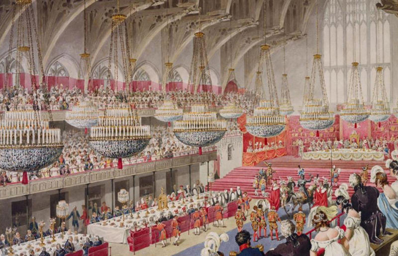 10. George IV's coronation banquet, 1821 18. China state banquet at Buckingham Palace, 2015, 17. US state banquet at Buckingham Palace, 2019, 16. Wedding of Queen Victoria and Prince Albert, 1840, 15. South Africa state banquet at Buckingham Palace, 2022, 15. South Africa state banquet at Buckingham Palace, 14. Richard III's coronation banquet, 1483, 13. Queen Elizabeth II’s coronation banquet, 1953, 12. French state banquet at Windsor Castle, 2008, 11. George IV's Brighton Pavilion banquet, 1817, 10. George IV's coronation banquet, 1821, 9. US state banquet at Buckingham Palace, 2011, 8. Wedding of George VI and Lady Elizabeth Bowes-Lyon, 1923, 7. Henry VIII’s Field of the Cloth of Gold summit meeting, 1520, 6. Swedish state banquet at Buckingham Palace, 1954, 5. Edward VII’s coronation banquet, 1902, 4. Charles II's banquet for the Garter Knights, 1671, 3. Queen Victoria's Diamond Jubilee, 1897, 2. Henry VIII's coronation banquet, 1509, 1. George IV's Carlton House banquet, 1811, 1. George IV’s Carlton House banquet, 1811