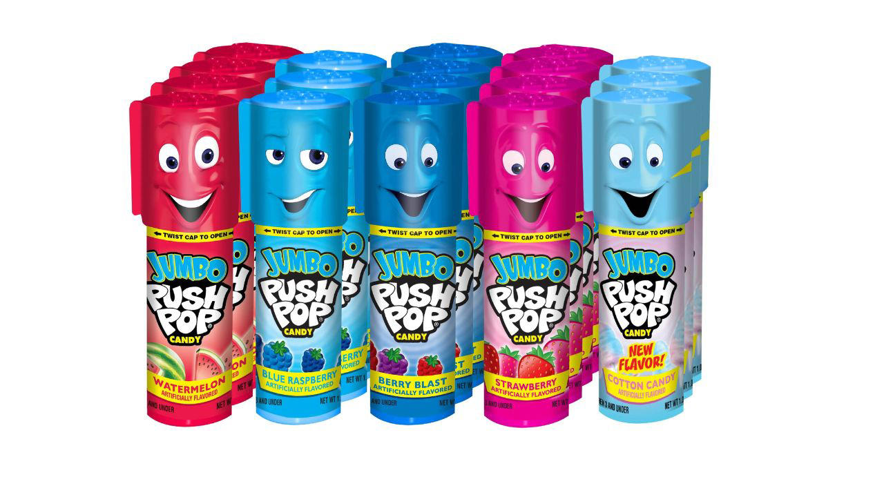 Push Pops Reggie! Bar, Hi-C Ecto Cooler, Koogle Flavored Peanut Butter, Smurf Berry Crunch Cereal, Pepsi Free, Raspberry Oatmeal Swirl Bars, Triple Power Push Pops, Nibblets Corn Cakes, Bar None Chocolate Bar, Screaming Yellow Zonkers, Oreo Big Stuf, Giggles Cookies, Carnation Breakfast Bars, Jell-O Pudding Pops
