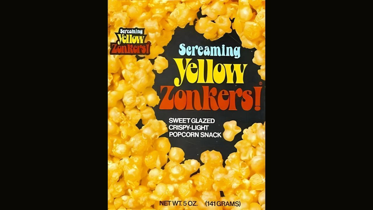 Screaming Yellow Zonkers Reggie! Bar, Hi-C Ecto Cooler, Koogle Flavored Peanut Butter, Smurf Berry Crunch Cereal, Pepsi Free, Raspberry Oatmeal Swirl Bars, Triple Power Push Pops, Nibblets Corn Cakes, Bar None Chocolate Bar, Screaming Yellow Zonkers, Oreo Big Stuf, Giggles Cookies, Carnation Breakfast Bars, Jell-O Pudding Pops