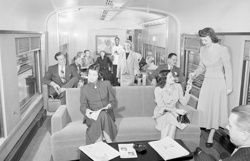 1940s: new luxury trains Rail travel through the ages, 1860s: Royals embrace train travel, 1870s: An early railroad bridge in Arizona, 1880s: Luxurious interior of a railroad car, 1880s: First transcontinental train in Canada, 1890s: Dining car on the Chicago Great Western Limited, 1890s: Barber shop on board a train, 1900s: All about comfort, 1910s: Royals on tour, 1910s: Train travel for everyone, 1910s: Darjeeling Himalayan Railway loop, 1920s: First non-stop service of the Flying Scotsman, 1920s: Swedish State Railways Second Class, 1920s: New entertainment on board, 1930s: Films on trains, 1920s: Holiday rush, 1930s: Sleeping in comfort, 1930s: Battling baggage, 1930s: Summer holidays in the Austrian countryside, 1940s: Long-haul journeys in comfort, 1940s: New luxury trains, 1950s: Lounge on the Southern Pacific Sunset Limited, 1960s: A dream of Eurotunnel, 1960s: High-speed rail travel is unveiled in Japan, 1970s: Dome car of the Southwest Limited, 1970s: The inaugural journey of the Indian Pacific, 1970s: Final journey of the Orient Express, 1980s: Business on the go, 1990s: Passengers en route to the Royal Ascot, 1990s: The late Queen Elizabeth II and Prince Philip aboard Eurostar, 2000s: Amtrak employees in front of the new Acela Express train, 2000s: Aboard the American Orient Express, 2010s: High-speed train travel in China