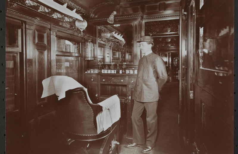 1890s: barber shop on board a train Rail travel through the ages, 1860s: Royals embrace train travel, 1870s: An early railroad bridge in Arizona, 1880s: Luxurious interior of a railroad car, 1880s: First transcontinental train in Canada, 1890s: Dining car on the Chicago Great Western Limited, 1890s: Barber shop on board a train, 1900s: All about comfort, 1910s: Royals on tour, 1910s: Train travel for everyone, 1910s: Darjeeling Himalayan Railway loop, 1920s: First non-stop service of the Flying Scotsman, 1920s: Swedish State Railways Second Class, 1920s: New entertainment on board, 1930s: Films on trains, 1920s: Holiday rush, 1930s: Sleeping in comfort, 1930s: Battling baggage, 1930s: Summer holidays in the Austrian countryside, 1940s: Long-haul journeys in comfort, 1940s: New luxury trains, 1950s: Lounge on the Southern Pacific Sunset Limited, 1960s: A dream of Eurotunnel, 1960s: High-speed rail travel is unveiled in Japan, 1970s: Dome car of the Southwest Limited, 1970s: The inaugural journey of the Indian Pacific, 1970s: Final journey of the Orient Express, 1980s: Business on the go, 1990s: Passengers en route to the Royal Ascot, 1990s: The late Queen Elizabeth II and Prince Philip aboard Eurostar, 2000s: Amtrak employees in front of the new Acela Express train, 2000s: Aboard the American Orient Express, 2010s: High-speed train travel in China