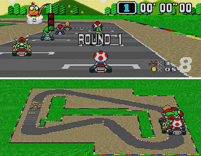 #8 Super Mario Kart #1 Super Mario Bros. 3, #3 The Legend Of Zelda: A Link To The Past, #5 Donkey Kong, #7 Super Mario Kart, #9 Outrun, #11 Pong, #13 Sensible Soccer, #15 Manic Miner, #17 Lemmings, #19 Chuckie Egg, #21 Crash Bandicoot, #23 The Secret Of Monkey Island, #25 Asteroids, #27 Donkey Kong Country, #29 Myst, #31 Spyro, #33 Monkey Island 2: Lechuck's Revenge, #35 Tron, #37 Warcraft: Orcs & Humans