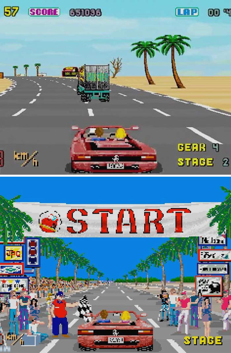 #10 Outrun #1 Super Mario Bros. 3, #3 The Legend Of Zelda: A Link To The Past, #5 Donkey Kong, #7 Super Mario Kart, #9 Outrun, #11 Pong, #13 Sensible Soccer, #15 Manic Miner, #17 Lemmings, #19 Chuckie Egg, #21 Crash Bandicoot, #23 The Secret Of Monkey Island, #25 Asteroids, #27 Donkey Kong Country, #29 Myst, #31 Spyro, #33 Monkey Island 2: Lechuck's Revenge, #35 Tron, #37 Warcraft: Orcs & Humans