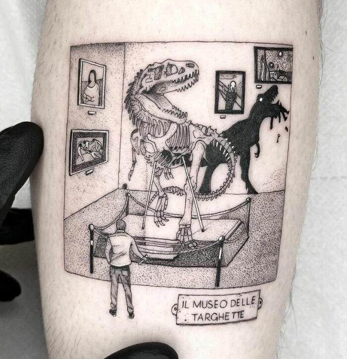 #16 Tattoo Museum #1 Very Colorful Dinosaur, #2 White Stegosaurus Fossil, #4 A Blind Cat Walking His Guiding Velociraptor, #6 Dinosaur Bubble Bath, #7 Dinosaur Sleeve, #8 Gorgeous Work, #9 My Favorite, #10 Ok Google, #11 Furry Little Dinosaur, #12 Super Cute Dino, #13 Siblings' Tattoos, #14 Does Everyone Like Geometric Art? T-Rex Skull, #16 Tattoo Museum, #18 Jungle Dinosaur, #19 Origami T-Rex, #20 My Cartoon Dinosaurs' Tattoo, #21 Dino With Underwater Scene, #22 I Bet This Tea Comes With A Very Special Flavor, #23 Hand-Poked Dinosaur, #24 Yehaaaw, #25 Punk Raptor, #26 Dinos Love Donuts, #27 First Tattoo, #28 Basquiat Dino, #29 We All Live In A Submarine, #30 Raptor. Really Amazing Work, #31 T-Rex Skeleton, #32 Aliens vs. Dinosaurs, #33 T-Rex, #35 Dinosaur Tattoo For Gamers, #37 Uncle Brachiosaurus With His Nephew, #38 Velociraptor, #39 This T-Rex Done By Me, #40 This Guy Is My Neighbor, #41 Dinosaur Sleeve, #42 Walking A T-Rex, #43 Color Realism Velociraptor. Work In Progress, #44 Dinosaur And A Warrior, #46 Just A Man And His Dino