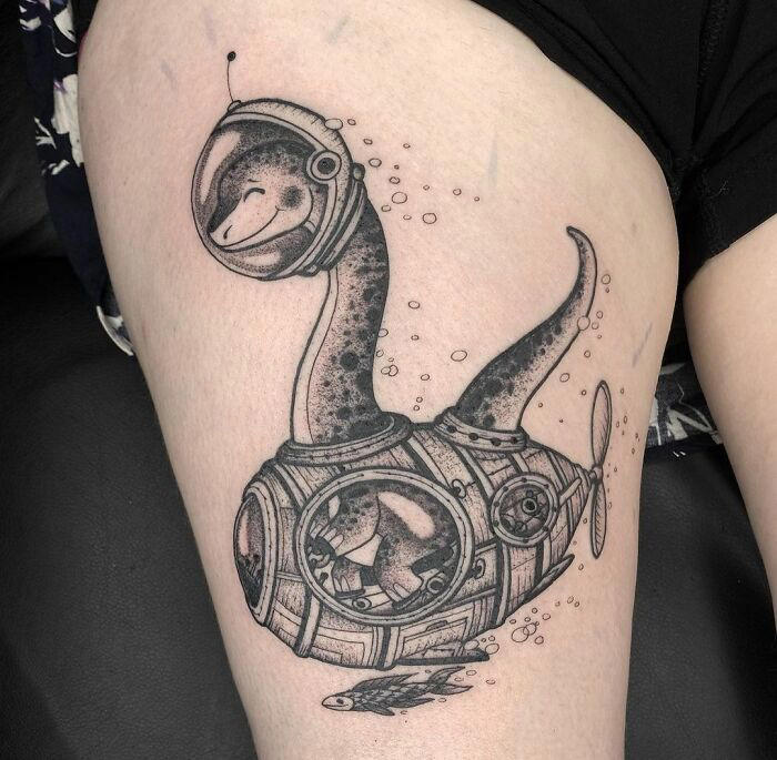 #29 We All Live In A Submarine #1 Very Colorful Dinosaur, #2 White Stegosaurus Fossil, #4 A Blind Cat Walking His Guiding Velociraptor, #6 Dinosaur Bubble Bath, #7 Dinosaur Sleeve, #8 Gorgeous Work, #9 My Favorite, #10 Ok Google, #11 Furry Little Dinosaur, #12 Super Cute Dino, #13 Siblings' Tattoos, #14 Does Everyone Like Geometric Art? T-Rex Skull, #16 Tattoo Museum, #18 Jungle Dinosaur, #19 Origami T-Rex, #20 My Cartoon Dinosaurs' Tattoo, #21 Dino With Underwater Scene, #22 I Bet This Tea Comes With A Very Special Flavor, #23 Hand-Poked Dinosaur, #24 Yehaaaw, #25 Punk Raptor, #26 Dinos Love Donuts, #27 First Tattoo, #28 Basquiat Dino, #29 We All Live In A Submarine, #30 Raptor. Really Amazing Work, #31 T-Rex Skeleton, #32 Aliens vs. Dinosaurs, #33 T-Rex, #35 Dinosaur Tattoo For Gamers, #37 Uncle Brachiosaurus With His Nephew, #38 Velociraptor, #39 This T-Rex Done By Me, #40 This Guy Is My Neighbor, #41 Dinosaur Sleeve, #42 Walking A T-Rex, #43 Color Realism Velociraptor. Work In Progress, #44 Dinosaur And A Warrior, #46 Just A Man And His Dino