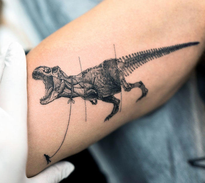 #42 Walking A T-Rex #1 Very Colorful Dinosaur, #2 White Stegosaurus Fossil, #4 A Blind Cat Walking His Guiding Velociraptor, #6 Dinosaur Bubble Bath, #7 Dinosaur Sleeve, #8 Gorgeous Work, #9 My Favorite, #10 Ok Google, #11 Furry Little Dinosaur, #12 Super Cute Dino, #13 Siblings' Tattoos, #14 Does Everyone Like Geometric Art? T-Rex Skull, #16 Tattoo Museum, #18 Jungle Dinosaur, #19 Origami T-Rex, #20 My Cartoon Dinosaurs' Tattoo, #21 Dino With Underwater Scene, #22 I Bet This Tea Comes With A Very Special Flavor, #23 Hand-Poked Dinosaur, #24 Yehaaaw, #25 Punk Raptor, #26 Dinos Love Donuts, #27 First Tattoo, #28 Basquiat Dino, #29 We All Live In A Submarine, #30 Raptor. Really Amazing Work, #31 T-Rex Skeleton, #32 Aliens vs. Dinosaurs, #33 T-Rex, #35 Dinosaur Tattoo For Gamers, #37 Uncle Brachiosaurus With His Nephew, #38 Velociraptor, #39 This T-Rex Done By Me, #40 This Guy Is My Neighbor, #41 Dinosaur Sleeve, #42 Walking A T-Rex, #43 Color Realism Velociraptor. Work In Progress, #44 Dinosaur And A Warrior, #46 Just A Man And His Dino