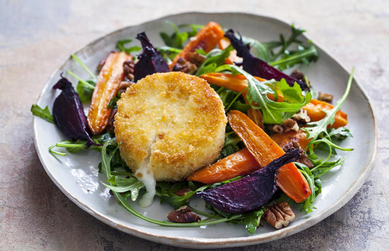 28. Goats' cheese salad 33. Mac 'n' cheese, 32. Apple pie, 31. Classic steakhouse sirloin, 30. Pasta amatriciana, 29. Roast chicken, 28. Goats' cheese salad, 27. Miso cod, 26. Eggs Benedict, 25. Crab cakes, 24. Clam chowder, 23. Caesar salad, 22. Loaded steak nachos, 21. Cobb salad, 20. Pad Thai, 19. Baked scallops, 18. Fish tacos, 17. Ramen, 16. Roasted duck pancakes, 15. Dutch baby, 14. Cajun gumbo, 13. Chocolate brownies, 12. Buffalo wings, 11. Pumpkin pie, 10. California roll, 9. Pecan pie, 8. Cheesesteak, 7. Pancakes, 6. Key lime pie, 5. Pizza, 4. Baked cheesecake, 3. Cheeseburger, 2. Shrimp cocktail, 1. Banana split