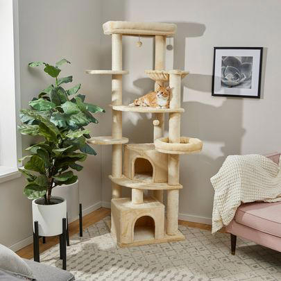 A plush multi-level cat tree from Wayfair recommended by Merlin, A version replete with scratching posts, which I own, A climbing tree filled with multi-level beds and perches, A cozy, extra-tall model with sweet details, An especially tall tree made for enthusiastic scratchers with 15,000 5-star ratings, A model with an especially cozy hammock and a staircase-inspired layout, A tree made for large cats that's perfect for corner spaces, A super-spacious tree with 18,000 5-star ratings, Or a heavy-duty model with multiple beds and easily-accessible tiers, Related...
