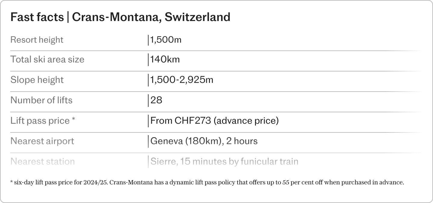 1. Verbier, Best for experts, Where to stay, Alternatives, 2. St Moritz, Best for intermediates, Where to stay, Alternatives, 3. Saas-Fee, Best for beginners, Where to stay, Alternatives, 4. Grimentz, Best for charm, Where to stay, Alternatives, 5. Zermatt, Best for partying, Where to stay, Alternatives, 6. Wengen, Best for families, Where to stay, Alternatives, 7. Andermatt, Best for powder, Where to stay, Alternatives, Best for terrain parks, Where to stay, Alternatives, 9. Leysin, Best for value, Where to stay, Alternatives, 10. Crans-Montana, Best for weekends, Where to stay, Alternatives, About our experts, Peter and Felice Hardy