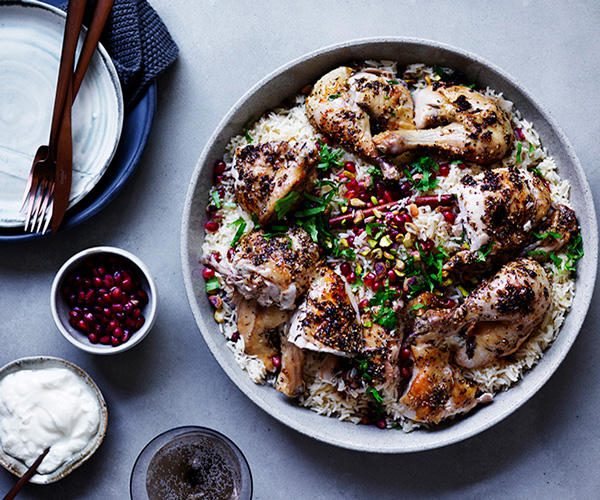          Sean Moran’s famous roast chicken with bread sauce      ,          Yoghurt roast chicken      ,          Roast chicken with preserved lemon and herbs      ,          Roasted harissa apricot chicken with almond and herb couscous      ,          Epocha’s roast chicken, braised Savoy cabbage, prune and butter sauce      ,          Za’atar roast chicken with pilaf, pomegranate and nuts      ,          Pan-roasted chicken with artichokes and salad onion      ,          Roast chicken thighs with sourdough panzanella      ,          Roast chicken with anchovy butter and greens      ,          Roast chicken with tarragon butter and Dutch carrots      ,          Matt Moran’s chicken roasted in spiced hay with lemon stuffing      ,          Nonna’s rice-stuffed chicken by Matteo Tine      ,          Paprika roast chicken with chorizo and white beans      