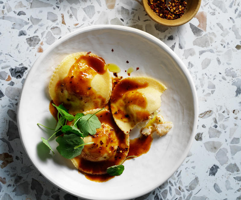 The best prawn pasta recipes, 2025,          Pendolino’s spaghetti con pesce d’acqua dolce (spaghetti with freshwater fish)      ,          Fried cavolo nero and peppered prawn gnocchi with pancetta      ,          Summer paccheri with prawns, tomato and pickled chilli      ,          Bucatini with prawn fra diavolo      ,          One Ford Street’s spelt maltagliati with tiger prawns and shellfish sauce      ,          Penne with prawns and fra diavolo sauce      ,          Mitch Orr’s squid-ink gnochetti Sardi with prawns and ’nduja      ,          Philipa Sibley’s spaghettini, prawns, charred corn, green chilli, black garlic      