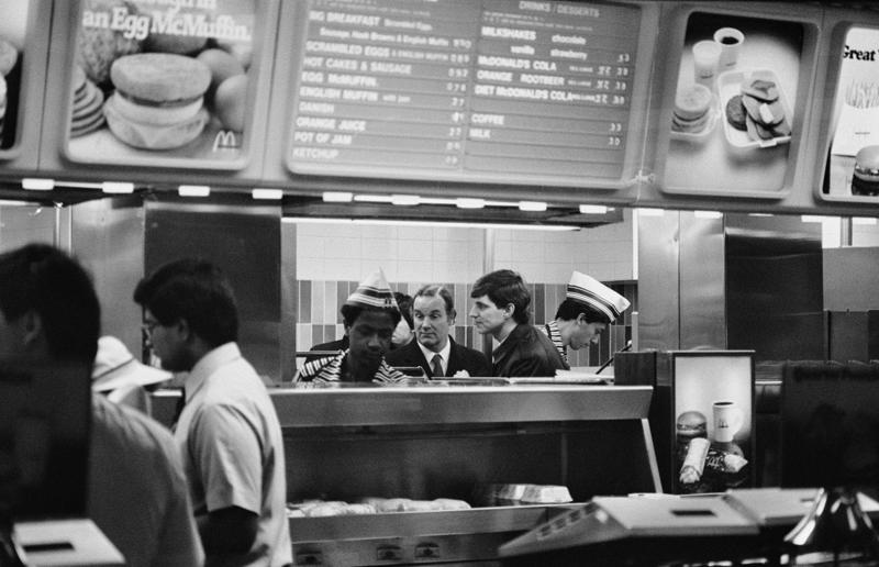 Busy preparation areas In pictures: McDonald's in the 1980s, Old-school signage, Differing styles, A move towards simpler signs, A slice of history, Golden exterior, The same, but different, Striking appearances, The rise of the drive-thru, A change in (exterior) pace, City branches, Outdoor space aplenty, Endless fun for kids, A place to hang out, Busy preparation areas, Recycling systems, Menu highlights, Item checklist, The Chicken McNuggets phenomenon, Coupon craze, McDonald’s in Tokyo, Japan, Menus in Tokyo, Japan, Global openings, Colourful uniforms, Service with a smile, Mascots were everywhere, A push for evening meals, Royal window displays, Esteemed guests, Presidential visits