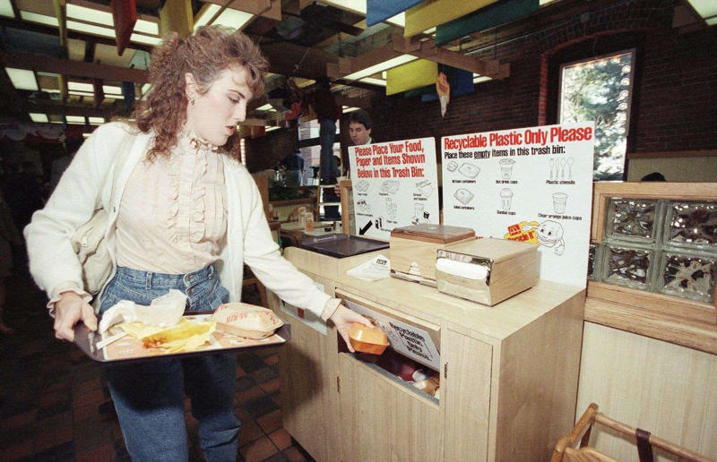 Recycling systems In pictures: McDonald's in the 1980s, Old-school signage, Differing styles, A move towards simpler signs, A slice of history, Golden exterior, The same, but different, Striking appearances, The rise of the drive-thru, A change in (exterior) pace, City branches, Outdoor space aplenty, Endless fun for kids, A place to hang out, Busy preparation areas, Recycling systems, Menu highlights, Item checklist, The Chicken McNuggets phenomenon, Coupon craze, McDonald’s in Tokyo, Japan, Menus in Tokyo, Japan, Global openings, Colourful uniforms, Service with a smile, Mascots were everywhere, A push for evening meals, Royal window displays, Esteemed guests, Presidential visits