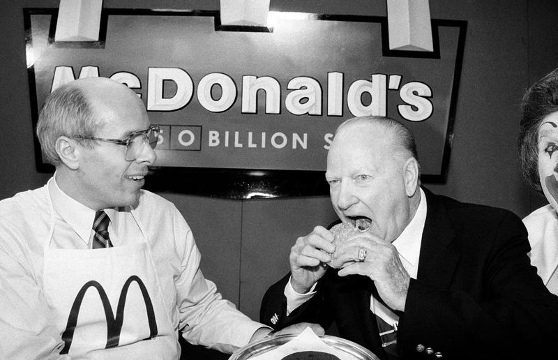 Esteemed guests In pictures: McDonald's in the 1980s, Old-school signage, Differing styles, A move towards simpler signs, A slice of history, Golden exterior, The same, but different, Striking appearances, The rise of the drive-thru, A change in (exterior) pace, City branches, Outdoor space aplenty, Endless fun for kids, A place to hang out, Busy preparation areas, Recycling systems, Menu highlights, Item checklist, The Chicken McNuggets phenomenon, Coupon craze, McDonald’s in Tokyo, Japan, Menus in Tokyo, Japan, Global openings, Colourful uniforms, Service with a smile, Mascots were everywhere, A push for evening meals, Royal window displays, Esteemed guests, Presidential visits