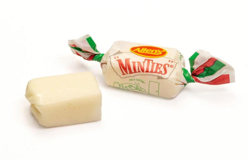 22. Minties 31. Choo Choo Bar, 30. Fizzoes, 29. Push Pop, 28. Jubes, 27. Spearmint Leaves, 26. Warheads Extreme Sour, 25. JOLS, 24. Black Cats, 23. Wine Gums, 22. Minties, 21. Sherbies, 20. Cheekies, 19. Yowie, 18. Zappo, 17. Pascall Marshmallows, 16. Zombie Chews, 15. Big Red Frogs, 14. Fantales, 13. Sour Brite Crawlers, 12. Jaffas, 11. Wizz Fizz Sherbet Sachets, 10. Life Savers Fizz Stix, 9. Pineapples, 8. Red Ripperz, 7. Clinkers, 6. Sherbet bombs, 5. Freckles, 4. Strawberry Clouds, 3. Snakes Alive, 2. Musk Sticks