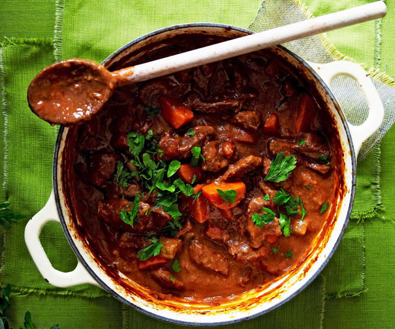 The best cuts for slow cooked beef recipes, Slow cooking tips, 41 slow cooked beef recipes, Beef and mushroom pies , Traditional beef casserole , Beef curry pie , Slow cooker beef ragu , Slow-cooker massaman beef curry , Pulled beef ragu with spaghetti , Braised beef cheeks in red wine , Slow-cooker beer and thyme beef cheeks , Beef shiraz pies , Beef pörkölt stew with tarhonya , Osso buco with gremolata , Braised beef cheeks with minted carrot puree , Provencal beef stew , Coffee and cardamon brisket , Chilli con carne with corn dumplings , Hearty beef and barley casserole , Miso beef short rib & pumpkin hotpot , Braised beef brisket , Beef in red wine , Slow-cooked Mexican beef chilli mole , Slow-cooked italian beef casserole , Slow-cooked beef and mushroom casserole , More brilliant beef recipes, Salads to serve with these beef recipes