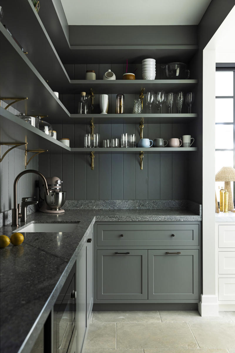 What is a butler’s pantry?, What should be in a butler’s pantry?, 14 stylish butler’s pantry ideas, Seaside manor style , Curvaceous corner , Modern farmhouse style , Bold blue , Classic white , Rustic copper , Hamptons-inspired kitchen , Cleverly hidden , French chateau , Sliding door , Chalkboard feature , Shaker-style cabinetry , Colour drenched , Wine nook