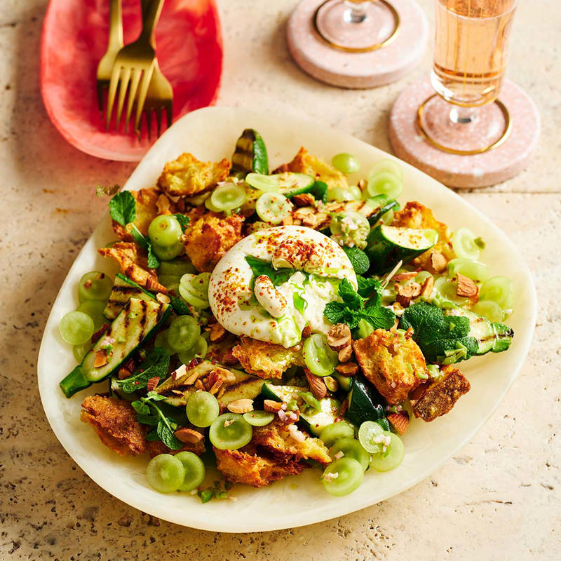 Quick tips for no cook food, How to toast nuts in the microwave, Chicken and mango rice paper rolls , Chicken and green mango salad , Blue cheese, apple & barbecued chicken slaw , Sesame chicken salad , Bean salad with creamy basil dressing , Prawn & watermelon salad with fetta & sumac onions , Crunchy Asian chicken salad , Crunchy noodle coleslaw , Zucchini Greek salad , Picnic baguettes , Open reuben sandwich , Hoisin and barbecue chicken rolls , Summer salad of peaches and blueberries , Hot smoked salmon and sesame salad , Greek-style chicken salad , Grape and apple salad with goat’s cheese , Mini baguettes with leg ham, brie and mustard mayo , Smoked salmon and herb pinwheels , Chilled tofu with ginger and green onion , No-cook oatmeal balls , Watermelon, lime and berry cheesecake jars , Peanut and honey ice-cream sandwiches , Mixed berry fool , Blackberry parfait , More quick & easy recipes