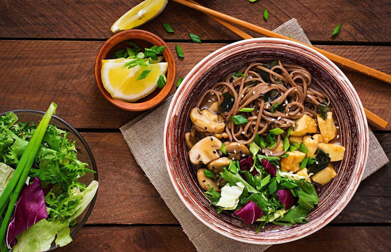 8. Embrace a Japanese diet 29. Eat more unrefined carbs, 28. Cook from scratch, 27. Replace saturated fat with monosaturated fat, 26. Drink green tea, 25. Try a Mediterranean diet, 24. Be a healthy vegan, 23. Only eat fries once a week, 22. Enjoy healthy sweet treats, 21. Toast bread until golden brown, 20. Don't char your meat too much, 19. Cut down on the hot dogs, 18. Choose nitrate-free bacon, 17. Watch your dairy intake, 16. Go easy on the salt, 15. Drink more water, 14. Eat plant-based protein, 13. Try plant-based fats, 12. Enjoy periods of fasting, 11. Go big on leafy greens, 10. Make pulses your friends, 9. Spice up your life, 8. Embrace a Japanese diet, 7. Eat more fruit – especially blueberries, 6. Increase your fibre intake, 5. Go nuts, 4. PB&J sandwiches are good for you, 3. Only drink coffee in the morning, 2. Up the Omega-3s