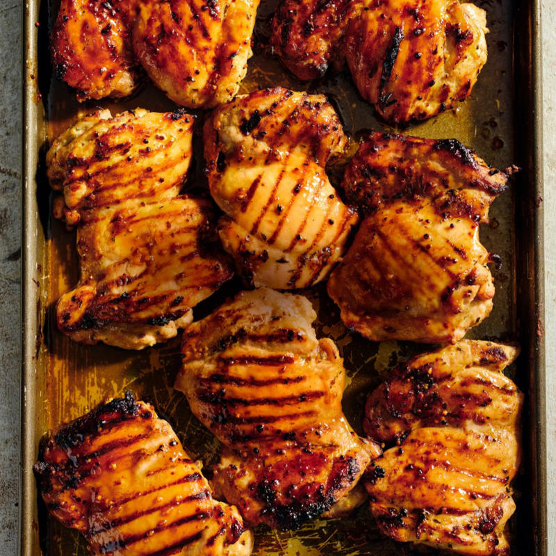 Air fryer chicken skewers with roast vegetables , Julie Goodwin’s chicken stroganoff , Julie Goodwin’s chicken & leek pie with potato bake topping , Yoghurt marinated chicken with plum & chickpea salad , Julie Goodwin’s Spanish chicken , One pot chicken and rice , Julie Goodwin’s char siu chicken with egg fried rice , BBQ chicken thighs , Soy and sriracha air fryer chicken thighs , Yellow curry chicken cottage pie , Chicken stir fry with zucchini noodles , Pulled chicken fajitas with cheesy toppings , Chicken fricassee with mushroom and leek , Chicken, zucchini and freekeh soup , Barbecued chermoula chicken with pea puree , Slow-cooker butter chicken , Karaage chicken with Sriracha mayonnaise , Hot and spicy chicken curry , Paprika chicken , Chicken, pumpkin and apricot tagine , Vietnamese lemongrass chicken bowl , Sweet and sour chicken , Chicken and sage tray bake , Portuguese-style chicken thighs , Curried chicken pie , Chicken thigh fillets with salsa verde , Creamy lemon thyme chicken , Chicken, lentil and pumpkin curry , Quick chicken satay , Chicken, chorizo and okra gumbo , Chicken and spinach noodles , Watch Julie Goodwin make her one pan Spanish chicken thighs with potatoes
