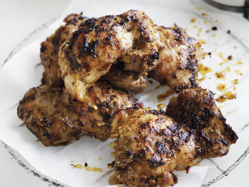 Air fryer chicken skewers with roast vegetables , Julie Goodwin’s chicken stroganoff , Julie Goodwin’s chicken & leek pie with potato bake topping , Yoghurt marinated chicken with plum & chickpea salad , Julie Goodwin’s Spanish chicken , One pot chicken and rice , Julie Goodwin’s char siu chicken with egg fried rice , BBQ chicken thighs , Soy and sriracha air fryer chicken thighs , Yellow curry chicken cottage pie , Chicken stir fry with zucchini noodles , Pulled chicken fajitas with cheesy toppings , Chicken fricassee with mushroom and leek , Chicken, zucchini and freekeh soup , Barbecued chermoula chicken with pea puree , Slow-cooker butter chicken , Karaage chicken with Sriracha mayonnaise , Hot and spicy chicken curry , Paprika chicken , Chicken, pumpkin and apricot tagine , Vietnamese lemongrass chicken bowl , Sweet and sour chicken , Chicken and sage tray bake , Portuguese-style chicken thighs , Curried chicken pie , Chicken thigh fillets with salsa verde , Creamy lemon thyme chicken , Chicken, lentil and pumpkin curry , Quick chicken satay , Chicken, chorizo and okra gumbo , Chicken and spinach noodles , Watch Julie Goodwin make her one pan Spanish chicken thighs with potatoes