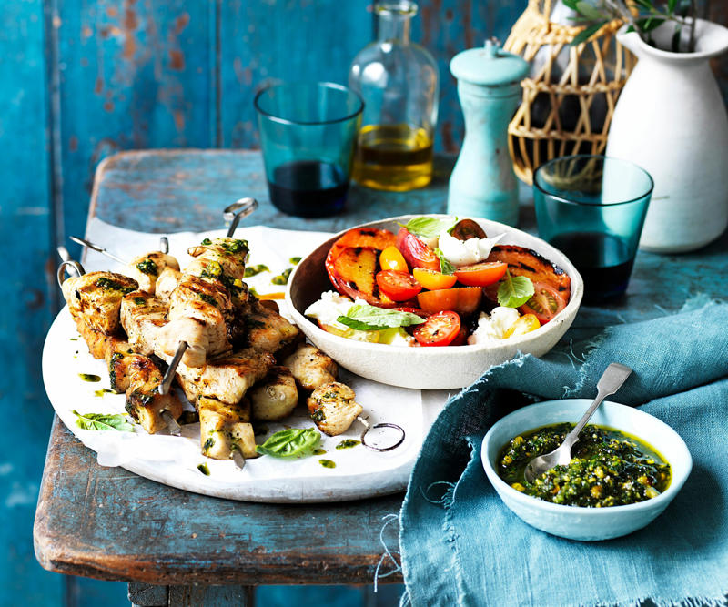 Julie Goodwin’s chicken & leek pie with potato bake topping , Julie Goodwin’s Cape Malay curry chicken , Air fryer chicken skewers with roast vegetables , Julie Goodwin’s spiced chicken with brown rice & cauliflower , Julie Goodwin’s chicken stroganoff , Yoghurt marinated chicken with plum & chickpea salad , Chicken and leek pie , Julie Goodwin’s Spanish chicken , Prosciutto wrapped chicken with tomato salsa , One pot chicken and rice , Chicken & potato salad with zesty yogurt dressing , Panko crumbed chicken schnitzel with apple slaw , Chicken carbonara pasta bake , Yellow chicken curry , Chicken and vegetable soup with parmesan croutons , Slow cooker whole chicken with a peri peri marinade , Easy chicken and corn soup , Slow cooker Hainanese-style chicken , Chicken fricassee with mushroom and leek , Slow-cooker chicken tikka masala , Five ingredient dukkah chicken with haloumi and peach salad , Classic roast chicken with gravy , Portuguese piri piri chicken , One-pot apricot chicken with creamy rice , Chilli chicken with B.L.A.T. salad , Butter chicken hand pies , Roasted sumac chicken with baby vegetables , Easy one-pan roast chicken breasts with vegies , Slow cooker chicken pho (Pho Ga) , Chicken and broccoli bake with pangrattato topping , Chicken yakitori , Chicken donburi , Spiced chicken pizza , Slow cooker chicken and corn chowder , Chicken skewers with peach caprese salad , Moroccan-spiced chicken casserole , Chicken and sage tray bake , Chicken burger with avocado and bacon , Curried chicken pie , Zingy butter chicken curry , Curried chicken pies , Southern fried chicken with buttermilk mash and gravy