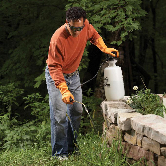 Set Your Blade at the Right Height to Control Weeds, Plant Hardy Ground Covers in Shady Areas, Don’t Fight Weeds Where Grass Won’t Grow, Use Landscape Fabric Staples to Anchor the Seams, Treat Weed Patches With a Small Tank Sprayer, Use a Dial Sprayer When Weeds Are Out of Control, Identify Weeds Before Planning the Attack, Prevent Crabgrass With a Pre-emergent Herbicide, Killing Broadleaf Weeds, Killing Annual Grassy Weeds, Kill Perennial Grassy Weeds: Too Late, Killing Perennial Grassy Weeds One By One