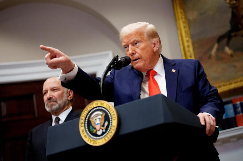 March 4 - Officially puts tariffs into effect May 22 - Pentagon accepts Boeing jet from Qatar for Trump, May 22 - "Big, beautiful bill" passed by House, May 21 - Announces “Golden Dome” missile defence project, May 20 - Has "excellent" call with Putin on Ukraine war, May 19 - Reacts to Biden's cancer diagnosis, May 16 - New tariff rates on the way, May 15 - Trump says US is close to nuclear deal with Iran, May 14 - Brokers B deal between Qatar Airways and Boeing, May 13 - Expedites refugee applications for white South Africans, May 13 - Donald Trump seeks 1 trillion in investments in Saudi Arabia, May 12 - Preparing to make Qatari luxury plane new Air Force One, May 12 - Trump promises historic drug price cuts, May 9 - Names Jeanine Pirro interim US attorney for DC, May 8 - Will decide on “Persian Gulf” name during Middle East visit, May 7 - Supreme Court allows ban on trans people in the military, May 6 - Hosts .5 million-per-plate dinner in Virginia, May 6 - Trump Administration Offers ,000 to Undocumented Immigrants for Voluntary Departure, May 6 - Trump and Carney meet at the White House, May 6 - Lawsuits against the Trump administration for mass layoffs at HHS, May 5 - Trump plans to reopen Alcatraz, May 5 - Trump uncertain about constitutional right to "due process", May 4 - Trump Denies Seeking Unconstitutional Third Term Despite "Trump 2028" Merchandise, Trump Stirs Controversy with AI-Generated Pope Image During Vatican Mourning Period, May 2 - Plans to revoke Harvard’s tax-exempt status, May 1 - Reassigns national security adviser Mike Waltz, April 30 - Blames Biden for shrinking US economy, April 29 - Lowest 100-day approval rating in 80 years, April 28 - Trump suggests Canadians should vote for him in election, April 25 – Trump signs executive order to step up global deep-sea mining, April 23 – Trump softens stance on China and Powell, April 22 - Trump refuses to grant migrants a trial, April 21 - Stands behind Hegseth as defense secretary, April 19 – Trump’s approval rating on economy drops to all-time low, April 17 - Criticizes Federal Reserve Chair, April 16 - Plans to overhaul the Endangered Species Act, April 15 - Trump suggests deporting US criminals to El Salvador, April 14 - Called “fully fit” by White House physician, April 9 - Pauses tariffs on everyone but China for 90 days, April 9 - Urges Americans to “BE COOL!”, April 8 - Prepared to add new tariffs on China, April 7 - Wins ruling on rapid deportations, April 7 - Hosts World Series champion Dodgers at White House, April 2 - Announces widespread reciprocal tariffs, April 1 - Administration sued by state AGs over health funding cuts, March 27 - Trump pulls Stefanik's nomination for U.N. ambassador, March 26 - Imposing tariffs on all automobiles made outside the US, March 25 - Calls group chat security leak a “glitch”, March 24 - Dismisses existing portrait of himself, praises unseen Russian picture, March 20 - Signs order to dismantle Department of Education, March 15 - Signs bill to fund government through September, March 11 - Supports Elon Musk and Tesla, March 11 - Escalates trade war with Canada, March 9 - Won’t rule out recession, March 7 - Holds crypto summit, Bitcoin price tumbles, March 4 - Gives speech to Congress, March 4 - Officially puts tariffs into effect, March 3 - Freezes military aid to Ukraine, March 2 - Announces crypto reserve, February 28 - Has tense meeting with Zelenskyy at White House, February 26 - Posts AI-generated video on Gaza transformation, February 24 - Says tariffs on Canada and Mexico will go forward, February 21 - Fires senior military leadership, February 15 - Channels Napoleon, February 12 - Speaks with Putin about ending war in Ukraine, February 10 - Imposes 25 per cent tariffs on steel and aluminum imports, February 7 - Meets with Japanese prime minister, February 5 - Bans transgender women from female sports, February 4 - States that the US will “take over” Gaza Strip, February 3 - Delays tariffs targeting Canada and Mexico, January 23 - Lays out economic vision to WEF, January 20 - Suspends sale of TikTok for 75 days, January 20 - Pardons 1,500 people involved in Jan. 6 Capitol riots, January 20 - Plans 25% tariffs for Canada and Mexico on Feb. 1, January 20 - Marco Rubio confirmed as secretary of state, January 20 - Signs first executive orders, January 20 - Sworn in as 47th president of the United States, January 19 - Pledges to release classified Kennedy and MLK records, January 18 - Launches own cryptocurrency, January 14 - Plans to create “External Revenue Service”, January 10: Planning 100-plus executive orders on day one, January 10: Receives no punishment for felony hush money conviction, January 8: Plans to designate Mexican cartels as terror organizations, January 5: Meets Italian prime minister Giorgia Meloni, December 26 - Told Wayne Gretzky to run for Canadian Prime Minister, December 25 - Tells death row prisoners to “go to hell”, December 23 - Once again looking to buy Greenland, December 22 - Threatens to regain control of Panama Canal, December 22 - Rejects claims that Elon Musk is pulling his strings, December 16 - Will not have NY hush money case dismissed, December 14 - Gets M in ABC defamation case, December 13 - Vows to end daylight saving time, December 11 - Invites Xi Jinping to attend his inauguration, December 9 - Lays out agenda in television interview, December 5 - Selects David Sacks to oversee AI and crypto, December 4 - Names Peter Navarro as top trade advisor, December 3 - Jokes about making Canada the “51st state”, December 2 - Demands release of Israeli hostages in Gaza, December 2 - Plans to travel to Paris, November 21 - Matt Gaetz withdraws from AG consideration, November 20 - Chooses Linda McMahon to be education secretary, November 19 - Picks Dr. Oz to run Medicare and Medicaid, November 16 - Attends UFC 309, November 14 - Plans to use recess appointments, November 13 - Nominates Marco Rubio as secretary of state, November 13 - Nominates Pete Hegseth as secretary of defense, November 13 - Nominates Matt Gaetz as attorney general, November 13 - Nominates Tulsi Gabbard as director of national intelligence, November 12 - Nominates Kristi Noem as his Homeland Security secretary