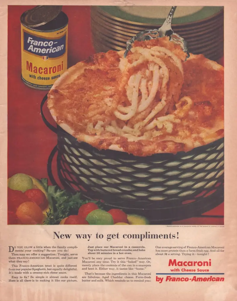 1. 7UP (1950s), 2. Green Giant Corn Niblets (1950s), 3. Wilson &amp; Co. Mor (1950), 4. Sealtest Ice Cream (1950/1951), 5. Zenith TV (1951), 6. American Kitchens (1951), 7. Howard Johnson’s (1951), 8. Hot Dawg Relish (1952), 9. Cellophane (1953), 10. Spry Ground Beef (1954), 11. Texaco Sky Chief Gasoline (1955), 12. Franco-American Macaroni (1956), 13. Kraft Swiss Cheese (1956), 14. Cheerios (1956)