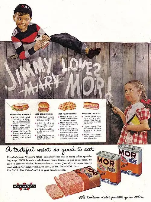 1. 7UP (1950s), 2. Green Giant Corn Niblets (1950s), 3. Wilson &amp; Co. Mor (1950), 4. Sealtest Ice Cream (1950/1951), 5. Zenith TV (1951), 6. American Kitchens (1951), 7. Howard Johnson’s (1951), 8. Hot Dawg Relish (1952), 9. Cellophane (1953), 10. Spry Ground Beef (1954), 11. Texaco Sky Chief Gasoline (1955), 12. Franco-American Macaroni (1956), 13. Kraft Swiss Cheese (1956), 14. Cheerios (1956)
