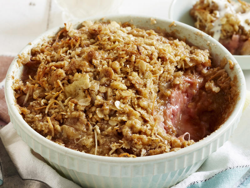 Rhubarb ripple cheesecake , Apple and rhubarb crumble , Rhubarb and strawberry sponge puddings , Pear & rhubarb pie , Deep dish apple and rhubarb pie , Crumpets with rhubarb compote , Rhubarb chia lattice tart , Rhubarb and raspberry crostata , Rhubarb and walnut tart , Rhubarb custard tea cake , Rhubarb cake with crumble topping , Vanilla stewed rhubarb on quinoa porridge , Caramelised apple and rhubarb pie , Upside down rhubarb ginger and hazelnut cake , Creamed rice with rhubarb and raspberries , Creamy polenta porridge with roasted rhubarb & sweet dukkah , Roasted rhubarb and balsamic popsicles , Caramel pavlova with rhubarb , Rhubarb and raspberry jam , Butterscotch teacakes with roasted rhubarb , Rustic rhubarb and berry pie , Rhubarb and winter fruit crumble , Rhubarb and strawberry jam , Rhubarb and almond jalousie , Rhubarb, pear and pomegranate custard tea cakes , Brandy snap and rhubarb stacks , Vanilla and rhubarb slice , Rhubarb souffle , Spelt crepes with rhubarb in rose syrup , White chocolate and rhubarb brioche pudding , Rhubarb crumble ice-cream , Strawberry and rhubarb muffins , Rhubarb bread with vanilla bean butter , Rhubarb pies with meringue topping , Rhubarb and vanilla crumble cake , Rhubarb chia muesli loaf