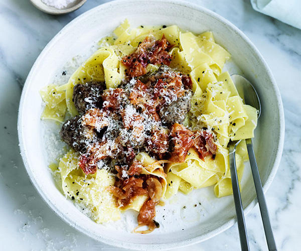 Best pork mince recipes for easy dinners in 2025,          Big pork and prosciutto meatballs with polenta      ,          Pork, scallop and sticky rice siu mai      ,          Tipo 00’s rigatoni ragù Bolognese      ,          Crisp pork and ginger gyozas with sesame rayu      ,          Pork and ginger meatballs with choy sum      ,          Spaghetti con polpette (Spaghetti with meatballs)      ,          Louis Tikaram’s stir-fried snake beans with pork      ,          Pork pad kra pao with fried egg      ,          Baked pork and veal meatball sub      ,          Spicy Sichuan-style soup with pork, lettuce and soft tofu      ,          Polpetti with roasted tomato sauce and pappardelle      ,          Pork and fennel polpette      ,          Sang choi bau with pork and shiitake      ,          Minced pork tossed noodles (Zhajiang mian)      ,          Wonton soup with Sichuan red oil and black vinegar chilli sauce      ,          Pork and fennel meatball strozzapreti with braised chicory and chilli      