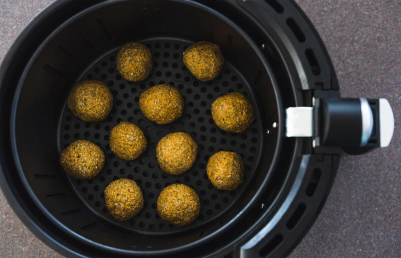 Surprisingly tasty air fryer ideas, Sausage rolls, Loaded potato skins, Kale crisps, 'Roasted' nuts, Baba ganoush, Poached eggs, Yorkshire puddings, Soufflés, Fish in a parcel, Lamb koftas, Chicken wings, Greek-style lamb cutlets, Chicken satay with peanut sauce, Glazed ham, Cheese toastie, Cheese scones, Soda bread, Oat bars, Fruit crumbles, Chocolate fondants