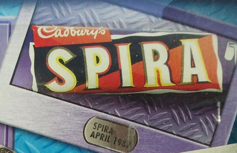 29. Spira 40. Perky Nana, 39. Sweet Marie, 38. 5 Star, 37. Plant Bar, 36. Pinky, 35. Top Deck, 34. Bar Six, 33. Tres Sueños, 32. Picnic, 31. Mr. Big, 30. Fudge, 29. Spira, 28. Eclairs, 27. Time Out, 26. Chomp, 25. Fruit & Nut, 24. Crunchie, 23. Twirl, 22. Mini Rolls, 21. Bournville, 20. Milk Tray, 19. Crispy Crunch, 18. Boost, 17. Double Decker, 16. Caramilk, 15. Starbar, 14. Cherry Ripe, 13. Cadbury’s Dairy Milk Caramel, 12. Heroes, 11. Fingers, 10. Dairy Milk Buttons, 9. Curly Wurly, 8. Wispa, 7. Roses, 6. Dream, 5. Flake, 4. Freddo/Caramello Koala, 3. Creme Egg, 2. Mini Eggs