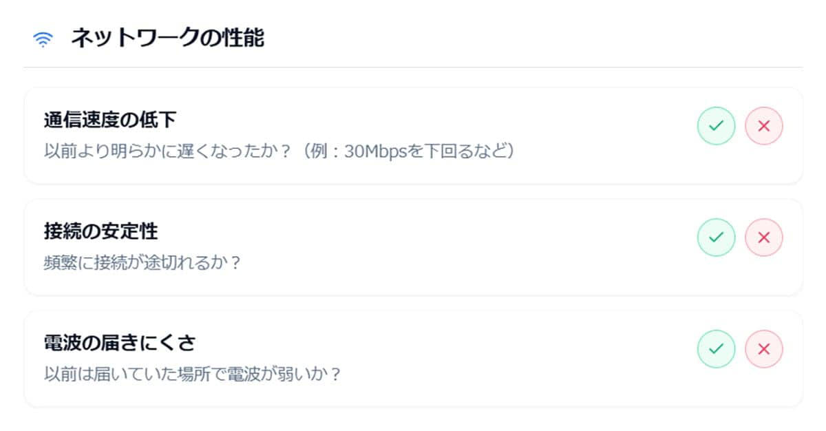 ネットワークの性能について, ハードウェアの状態について, ① 本体の物理的寿命, ② 通信規格の陳腐化, ③ セキュリティリスク, ④ Wi-Fiルーターの寿命を延ばすための対策