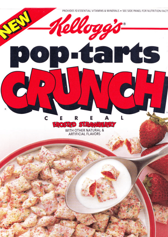 #4: Pop-Tarts Crunch #1: 10-Color Pens, #3: Scary Stories to Tell in the Dark, #4: Pop-Tarts Crunch, #6: FM Scan Radio, #7: The Talkboy, #9: McDonald’s Cooler at School Functions, #10: Blockbuster Gumball Machine, #12: Polly Pocket, #13: Hard Rock Cafe, #15: McDonalds Hercules plates, #16: Lunchables, #18: This Exact Casserole Dish, #19: Warheads Candy, #21: Crayola Stamp Markers, #22: General Electric Alarm Clock, #24: This Exact Set of Stick-On Earrings, #25: View Master, #27: Blockbuster Membership Card, #28: Hamburger Stools at McDonald’s, #30: Kid Pix Game, #31: Magic Eye Posters, #34: Chuck E. Cheese’s ball pits, #34: Rainbow-Colored Toys “R” Us Plastic Bags