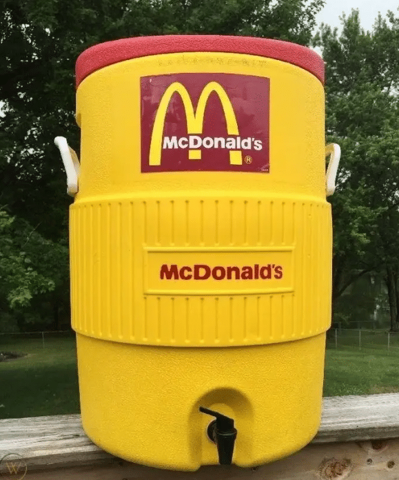 #9: McDonald’s Cooler at School Functions #1: 10-Color Pens, #3: Scary Stories to Tell in the Dark, #4: Pop-Tarts Crunch, #6: FM Scan Radio, #7: The Talkboy, #9: McDonald’s Cooler at School Functions, #10: Blockbuster Gumball Machine, #12: Polly Pocket, #13: Hard Rock Cafe, #15: McDonalds Hercules plates, #16: Lunchables, #18: This Exact Casserole Dish, #19: Warheads Candy, #21: Crayola Stamp Markers, #22: General Electric Alarm Clock, #24: This Exact Set of Stick-On Earrings, #25: View Master, #27: Blockbuster Membership Card, #28: Hamburger Stools at McDonald’s, #30: Kid Pix Game, #31: Magic Eye Posters, #34: Chuck E. Cheese’s ball pits, #34: Rainbow-Colored Toys “R” Us Plastic Bags