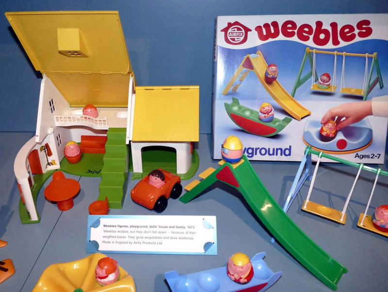 Weebles Barbie Dolls, Stretch Armstrong, G.I. Joe, Star Wars Action Figures, Etch A Sketch, Rubik's Cube, Chatty Cathy, Speak & Spell, Easy-Bake Oven, Big Wheel, Rock 'Em Sock 'Em Robots, View-Master, Hungry Hungry Hippos, Hot Wheels, Lite-Brite, Pet Rock, Super Ball, Mastermind, Spirograph, Silly Putty, Magic 8-Ball, Game of Life, Clackers, Mouse Trap, Little People