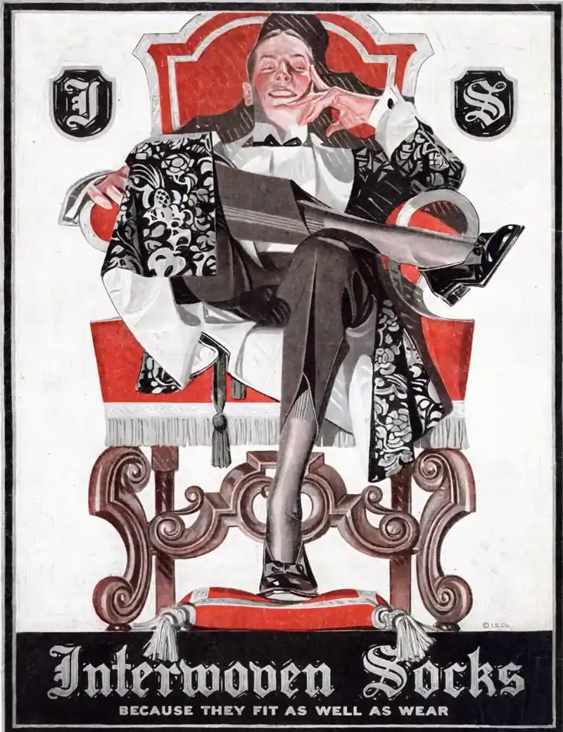 3. Interwoven Socks (1920s) 1. Colgate Shaving Stick (1914), 2. Cracker Jack Baseball Cards (1915), 3. U.S. Navy (1915), 4. Montgomery Ward & Co. (1916), 5. Interwoven Socks (1920s), 6. Comet Rice (1921), 7. Jell-O (1924), 8. Oreo (1924), 9. Mystikum Parfum (1925), 10. Roosevelt Five-Passenger Sedan (1929), 11. Ivory Soap (1931), 12. Buick (1933), 13. Kenwood Mills (1939), 14. Gary Cooper in ‘Beau Geste’ (1939), 15. Listerine Toothpaste (1939)